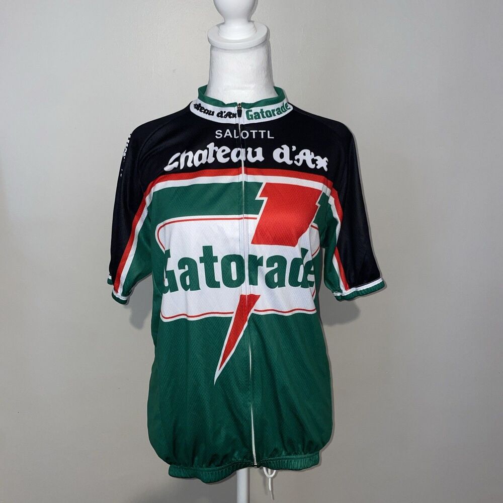 Vintage Gatorade Chateau d'Ax Cycling Jersey XL 90s Salotti Green Team Italy